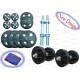 30 Kg Branded Rubber plates stearing cut Design + Dumbells rods 14" + Free Gift